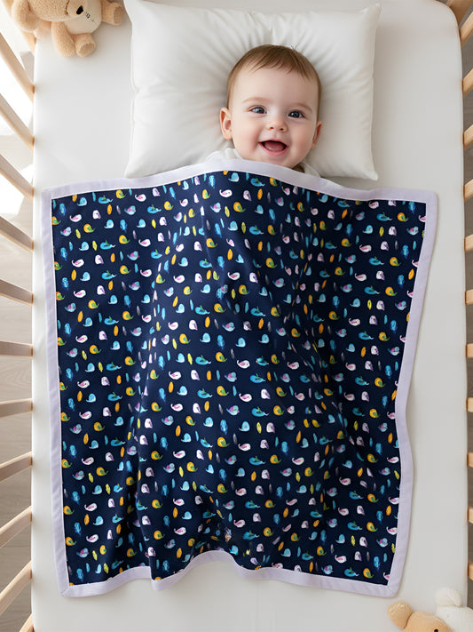Polka Tots Organic Muslin Cotton two Layer Blanket SuperSoft Size 110 x 110 CM (Bird)