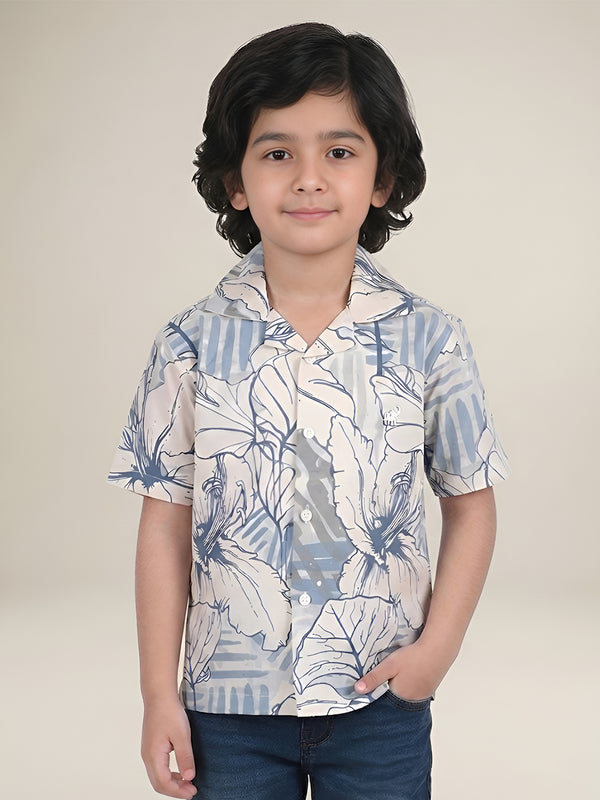 Polka Tots Half Sleeves Abstract print Shirt - Blue