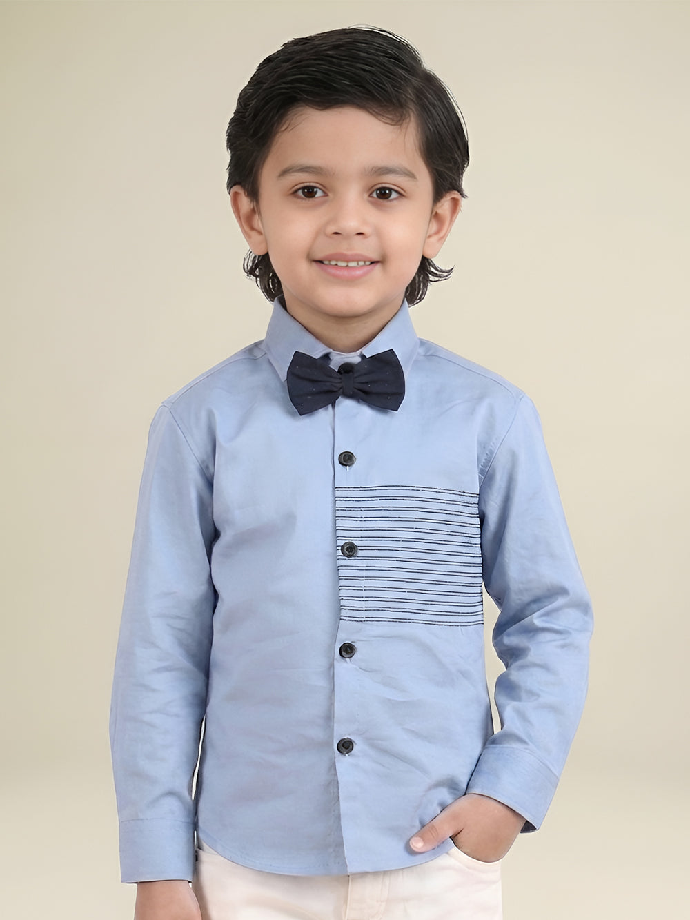 Polka Tots Full Sleeves Lining Shirt - Blue