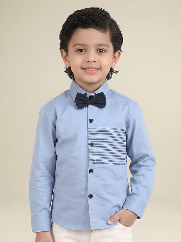 Polka Tots Full Sleeves Lining Shirt - Blue