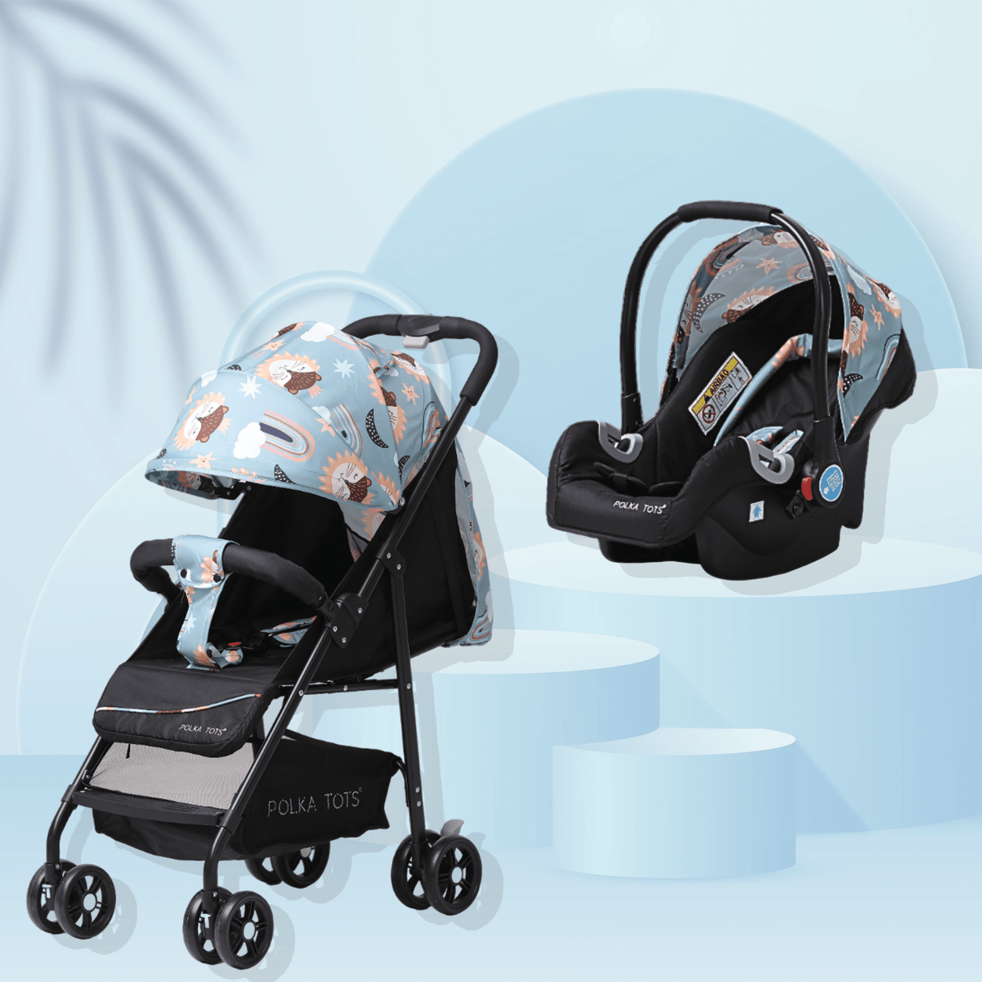 Polka Tots Click Clack Travel System Rainbow Stroller Car Seat