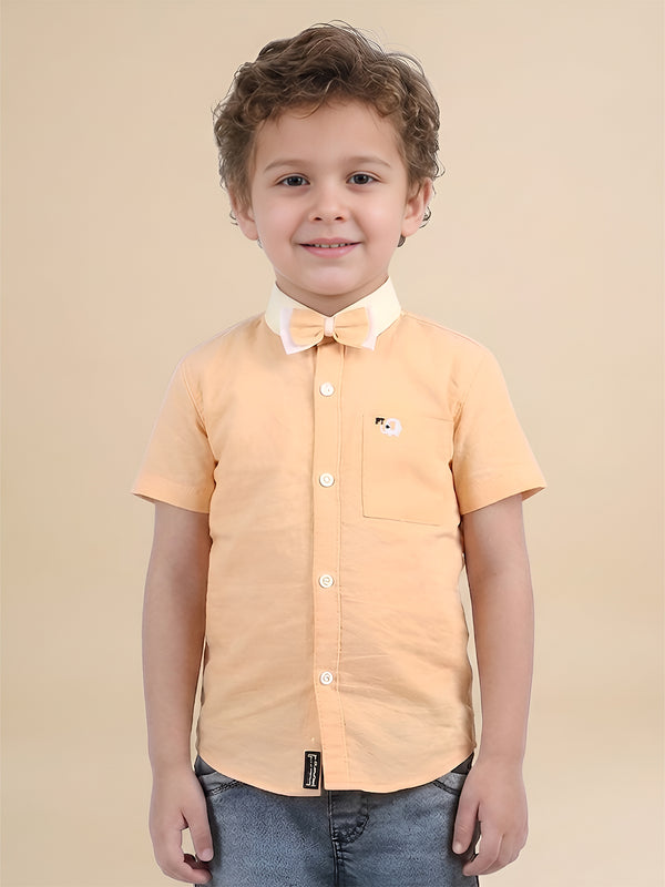 Polka Tots Half Sleeves PT print Shirt - Orange