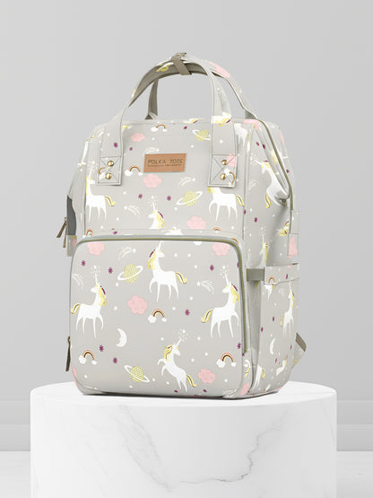 Backpack with unicorn pattern on a white background