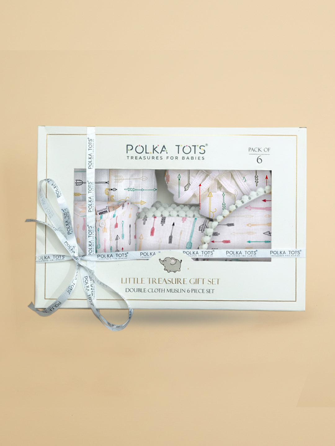 Polka Tots Newborn Pack of 6 100% Soft Double-Layer Muslin Cotton Essentials Gift Box – Cupid Print