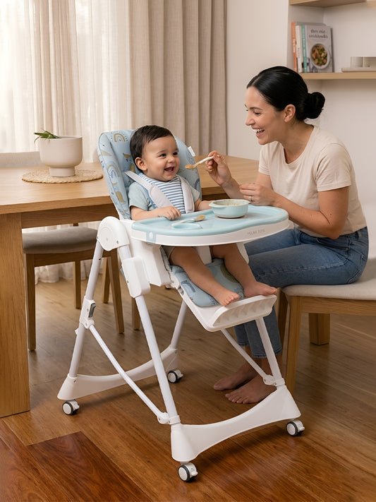 Polka Tots ChicChow Chariot 16 positions Rainbow Design High Chair - ( Blue )