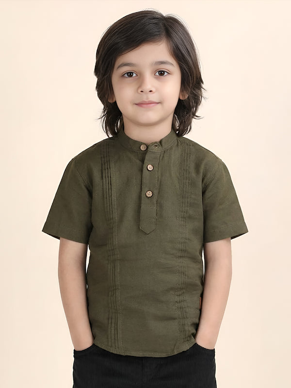 Polka Tots Half Sleeve Kurta - Green