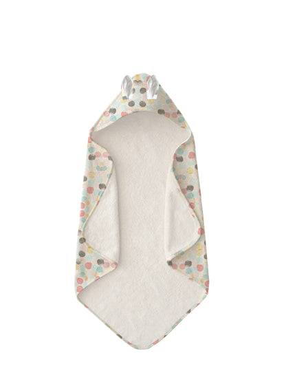 Polka Tots 100% Soft Muslin Cotton 2-Layer Hooded Baby Towel with Ear Appliqué - Polka Dots Print