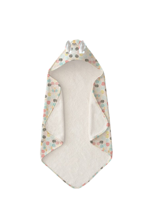 Polka Tots 100% Soft Muslin Cotton 2-Layer Hooded Baby Towel with Ear Appliqué - Polka Dots Print