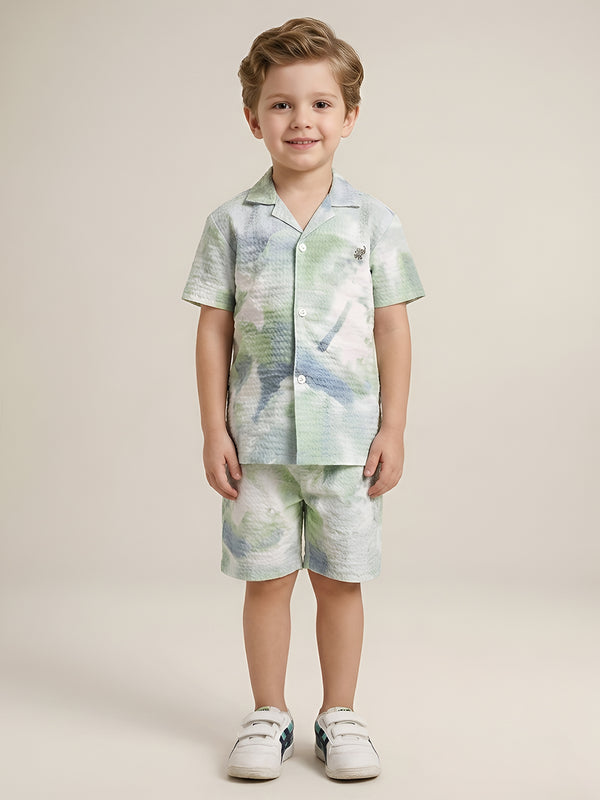Polka Tots Cotton Half Sleeves Kids Shirt With Shorts/Co-ord - White