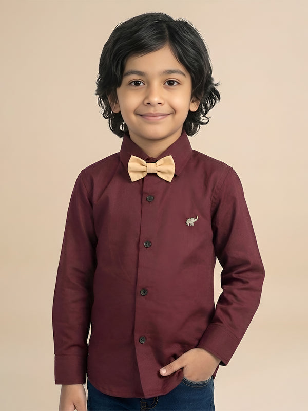 Polka Tots Full sleeves solid shirt - Maroon