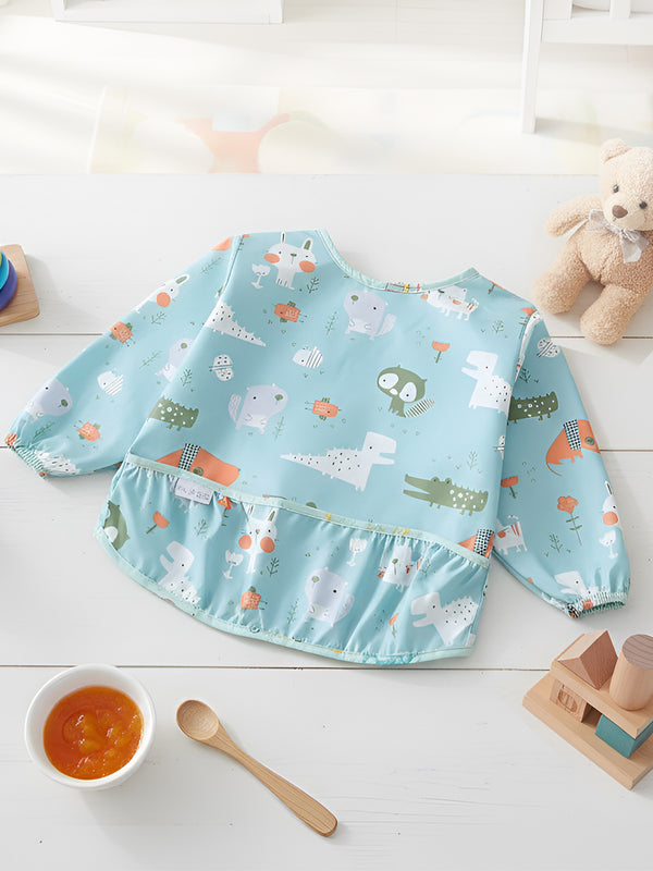 Full Sleeves Washable Waterproof Apron Feeding Bib for Babies (Animal)