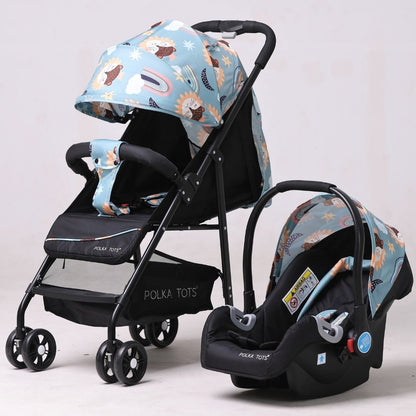 Polka Tots Click Clack Travel System Rainbow Stroller + Car Seat -  Green