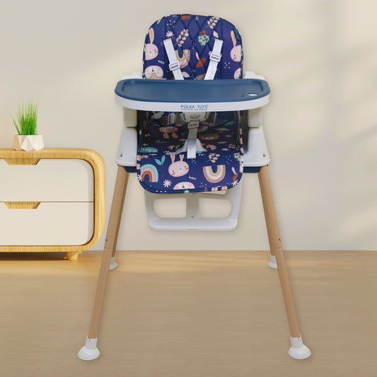 Polka Tots Grow & Glide 4 in 1 Convertible Jungle Design High Chair - 6 to 36M (Dark Blue)