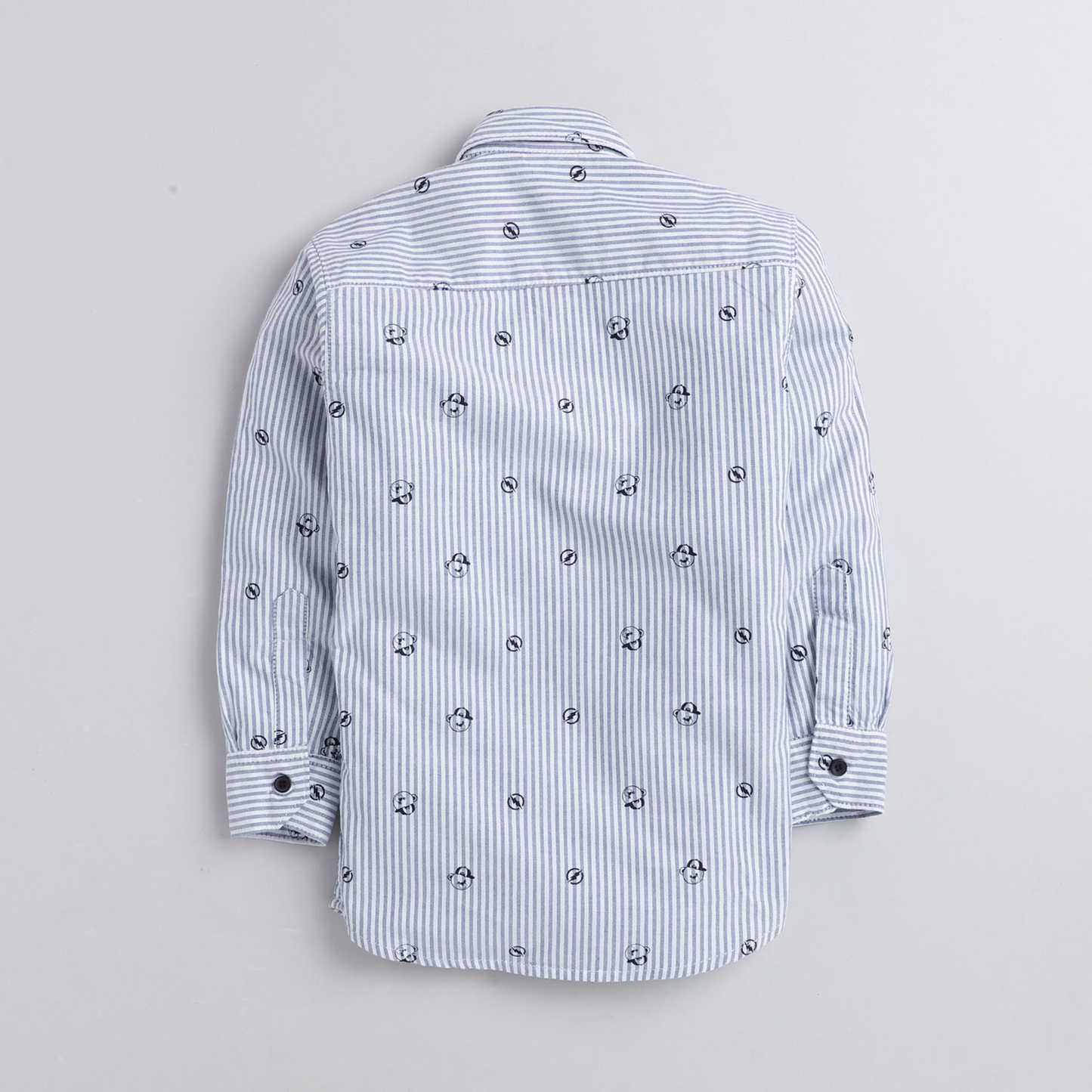 Polka Tots Full Sleeves Striped Shirt With Attached Tee - Blue