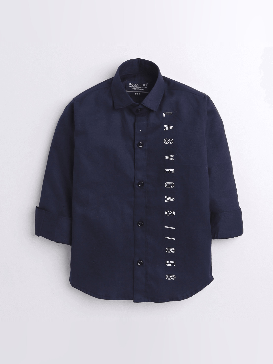 Polka Tots  full sleeve shirt Las Vegas print - Blue