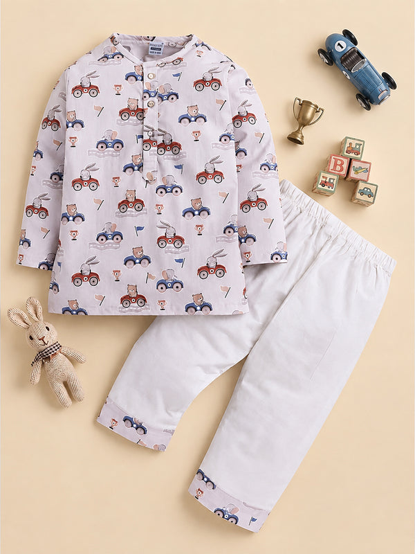 Polka Tots  Little Champions Club print Night wear Kurta Pajama