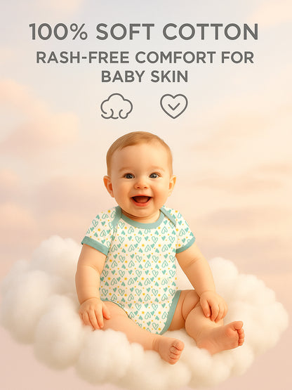 Polka Tots Pack of 10 Heart Print Jumbo Newborn Gift Hamper Set - Green