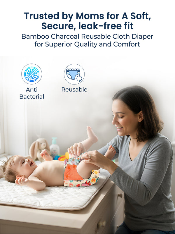 Bamboo Charcoal Reusable Cloth Diaper (Cow)