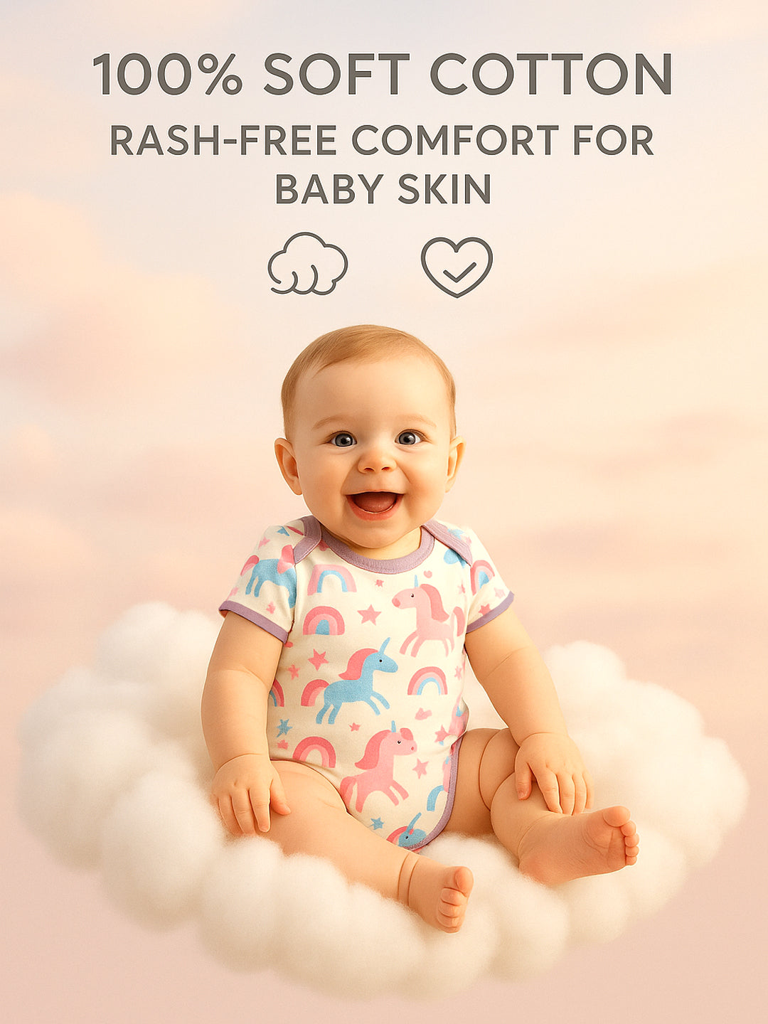 Polka Tots Pack of 6 Unicorn Print Mini Newborn Gift Hamper Set - Lavender