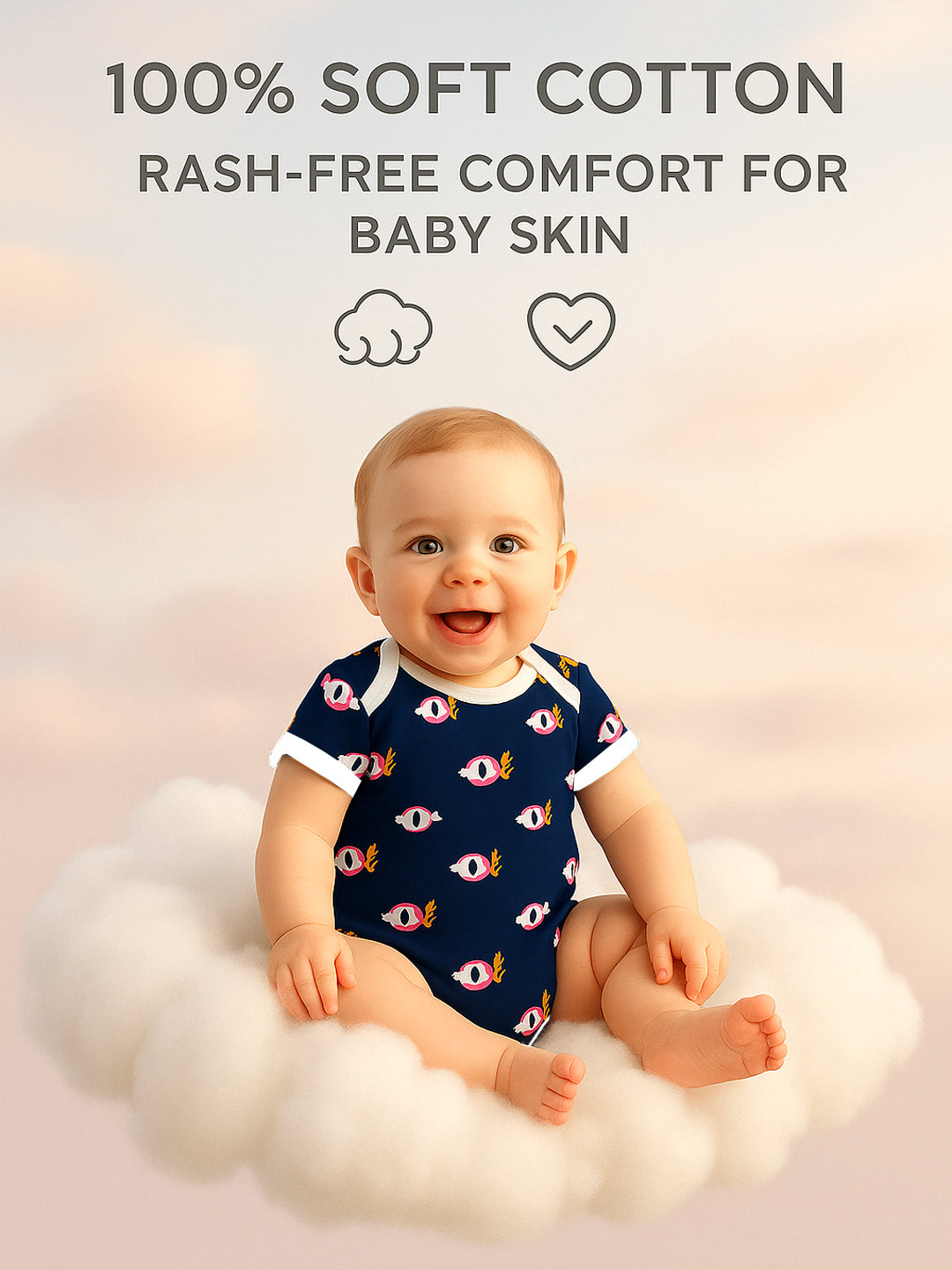 Polka Tots Pack of 6 Elephant Print Mini Newborn Gift Hamper Set - Navy