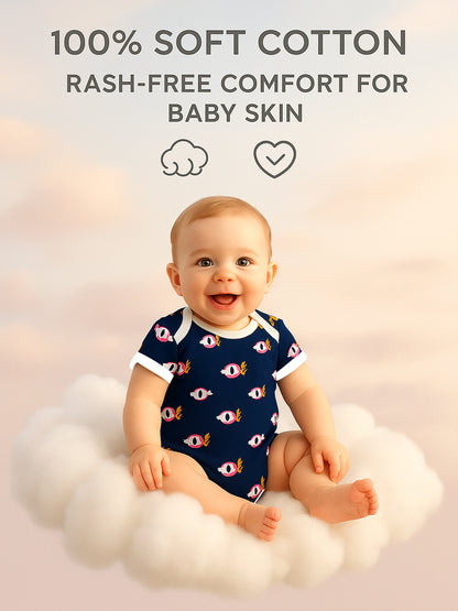 Polka Tots Pack of 6 Elephant Print Mini Newborn Gift Hamper Set - Navy