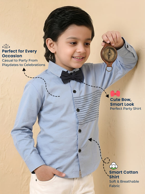 Polka Tots Full Sleeves Lining Shirt - Blue
