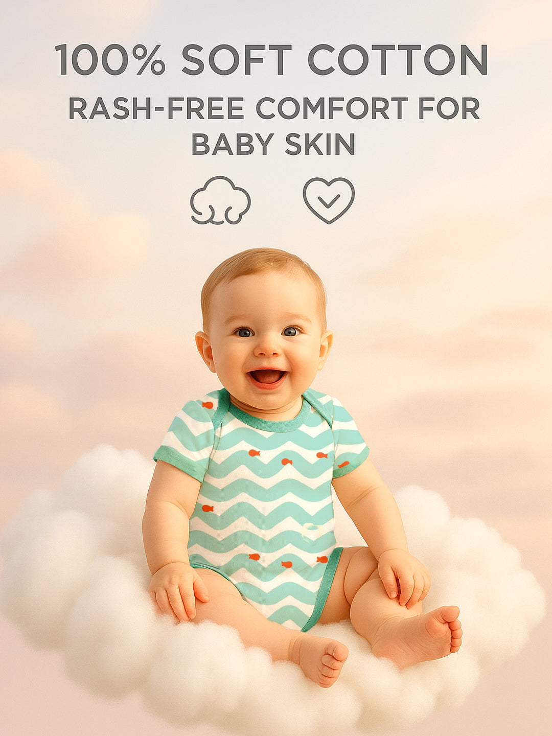 Polka Tots Pack of 6 Wave Print Mini Newborn Gift Hamper Set - Blue