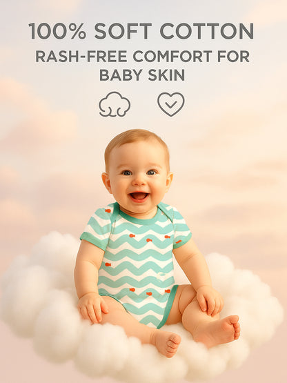 Polka Tots Pack of 6 Wave Print Mini Newborn Gift Hamper Set - Blue