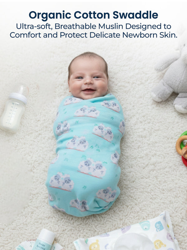 Polka Tots Muslin Swaddle Organic Cotton (Sheep)