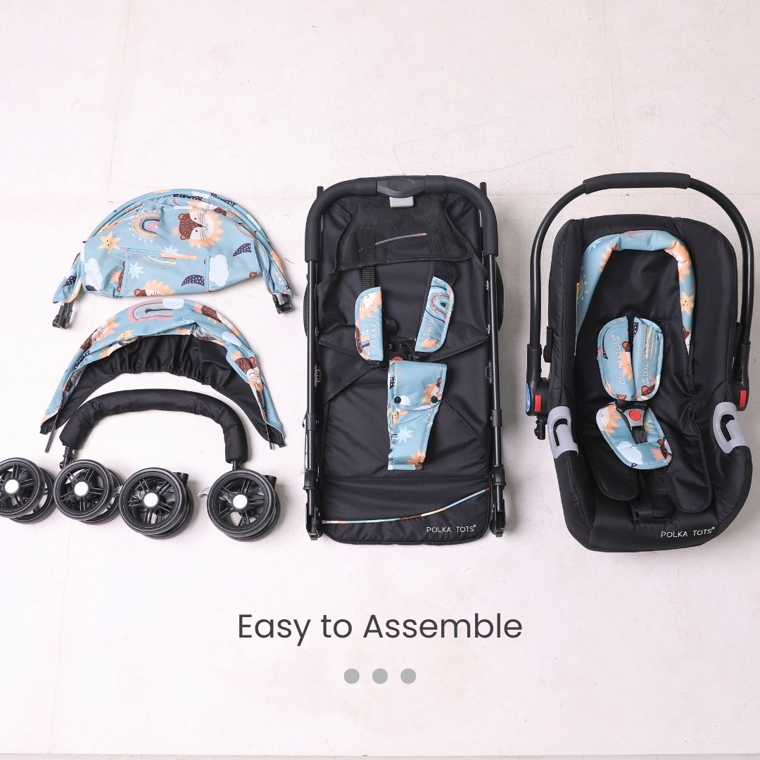 Polka Tots Click Clack Travel System Rainbow Stroller + Car Seat -  Green