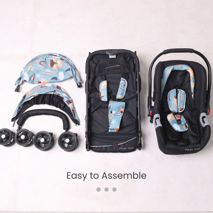 Polka Tots Click Clack Travel System Rainbow Stroller + Car Seat -  Green