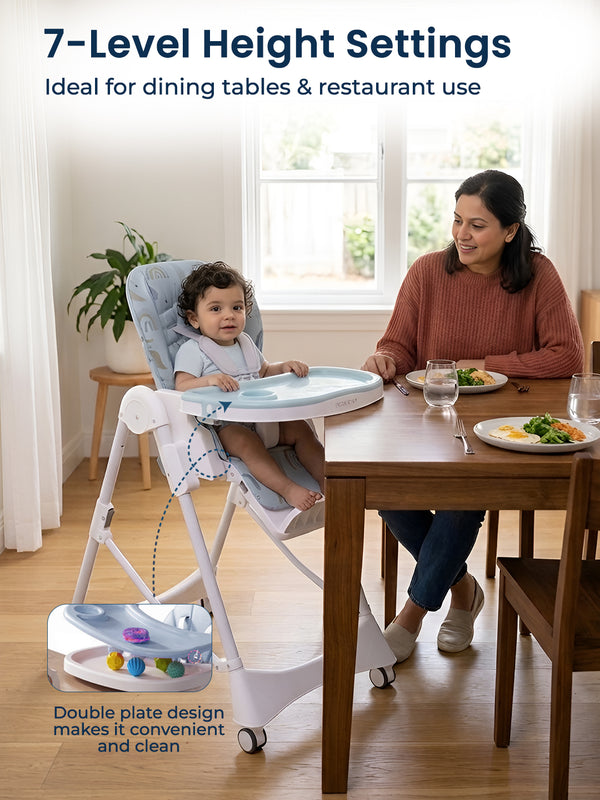 Polka Tots ChicChow Chariot 16 positions Rainbow Design High Chair - ( Blue )