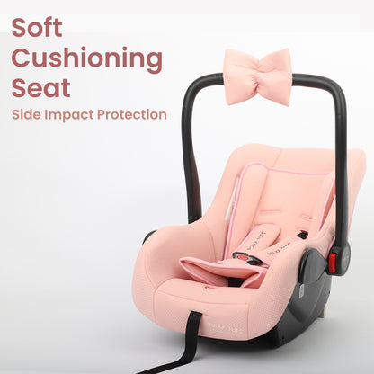 5 in 1 Multi Purpose Baby Car Seat Cum Carrycot with Fancy Bow Tie (Pink)