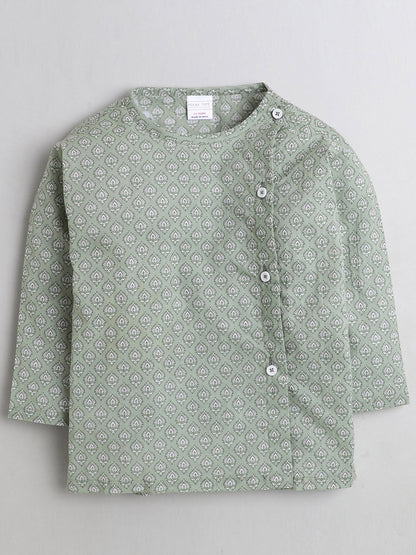 Polka Tots Dhoti Kurta Set for Boys 100% Super Soft Cotton Traditional Ethnic Wear For Kids - Green