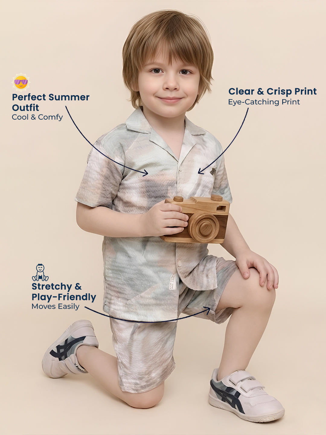 Polka Tots Cotton Half Sleeves Shirt With Shorts/Co-ord-White