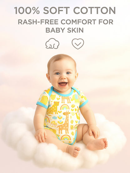 Polka Tots Pack of 10 Jungle Print Jumbo Newborn Gift Hamper Set - Multicolor