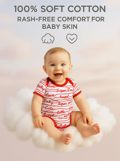 Polka Tots Pack of 6 Love Print Mini Newborn Gift Hamper Set - Red