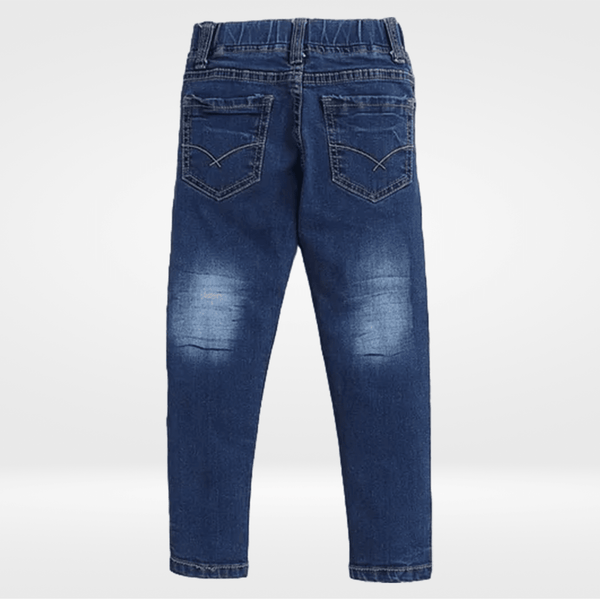 Polka Tots Full Length Emoticon Patch Jeans - Blue