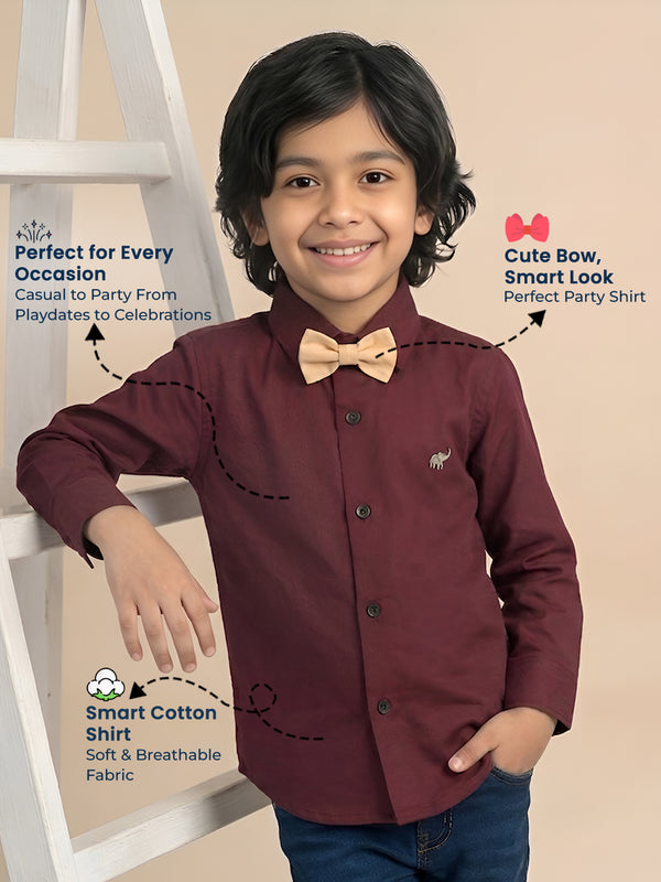 Polka Tots Full sleeves solid shirt - Maroon