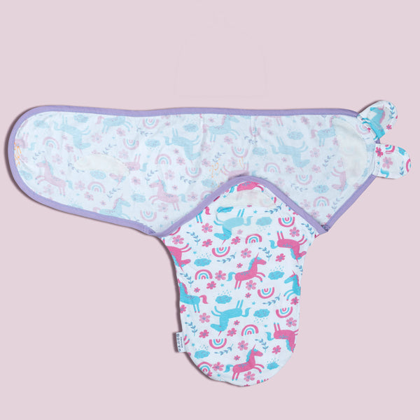Polka Tots Pack of Two Unicorn and Love print Swaddle Wraps - Multicolor