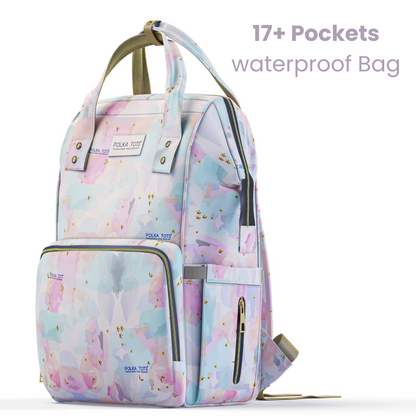 Premium Multi-functional Diaper Backpack Bag with Pouch - 17 Pockets (Tie-Dye)