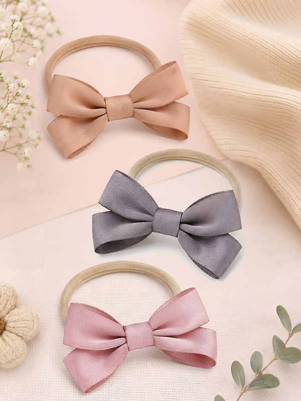 Pack of 5 Solid colour Bow Headband Set