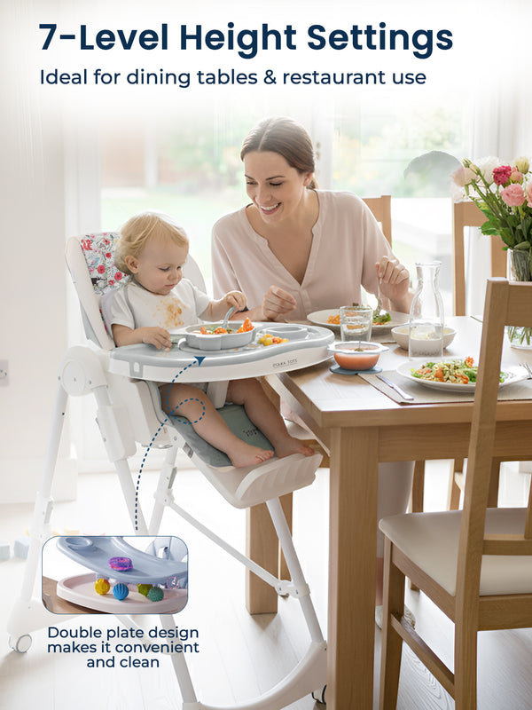 Polka Tots ChicChow Chariot 16 positions Elephant Design High Chair - (Cream)