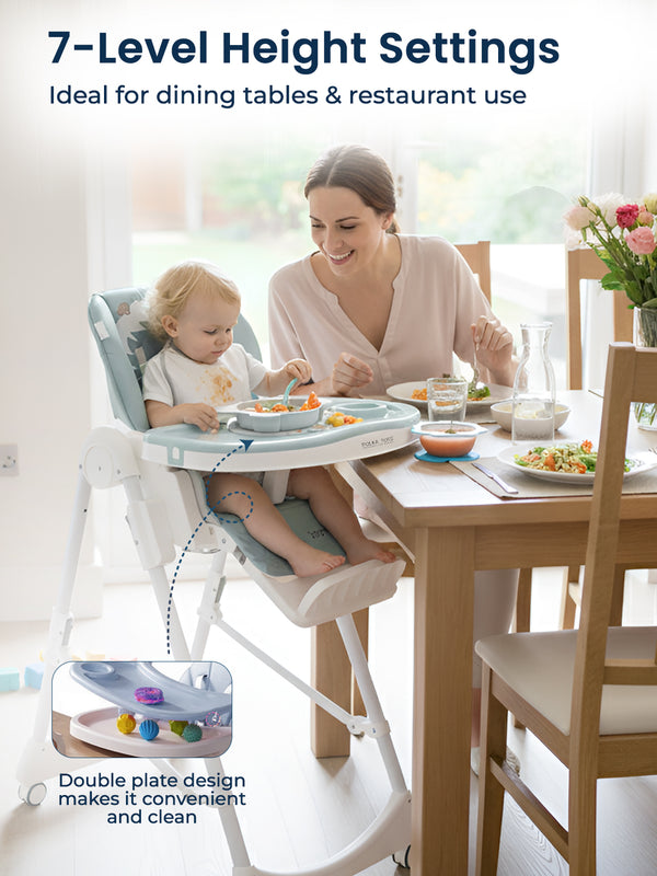 Polka Tots ChicChow Chariot 16 positions Unicorn Design High Chair - (Green)