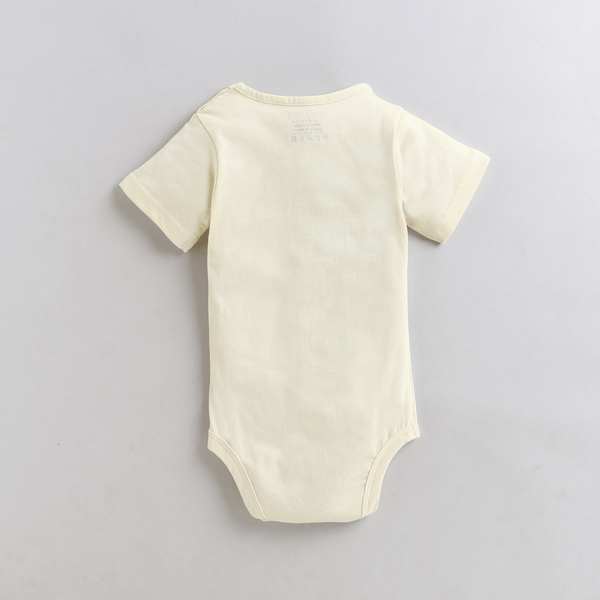 Polka Tots Half Sleeve Dad Says Print Romper Onesie - Cream