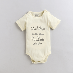 Polka Tots Half Sleeve Dad Says Print Romper Onesie - Cream
