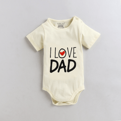 Polka Tots Half Sleeve I Love Dad Print Romper Onesie - Cream