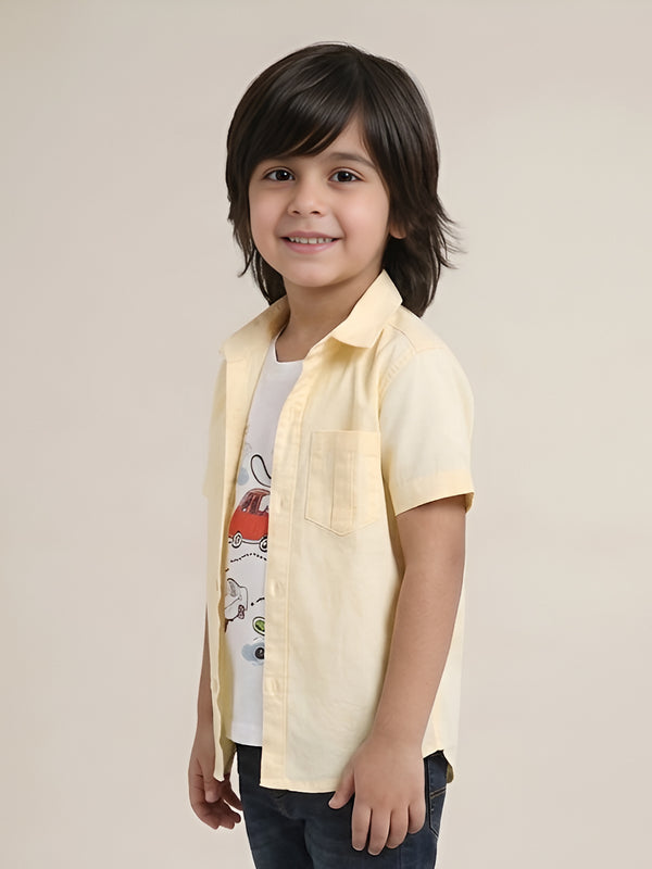 Polka Tots Half Sleeve Travel print T-shirt shirt - Yellow