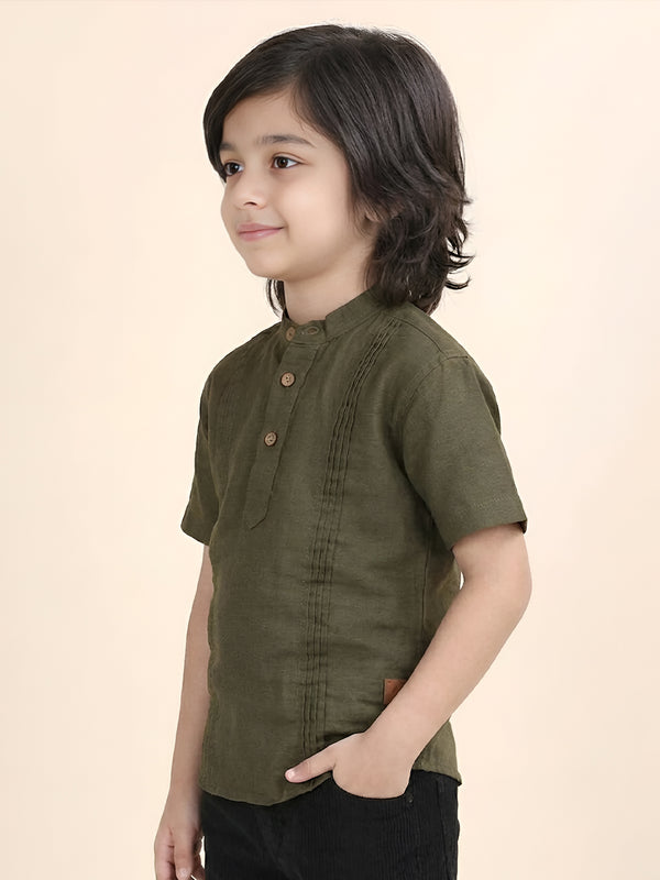 Polka Tots Half Sleeve Kurta - Green