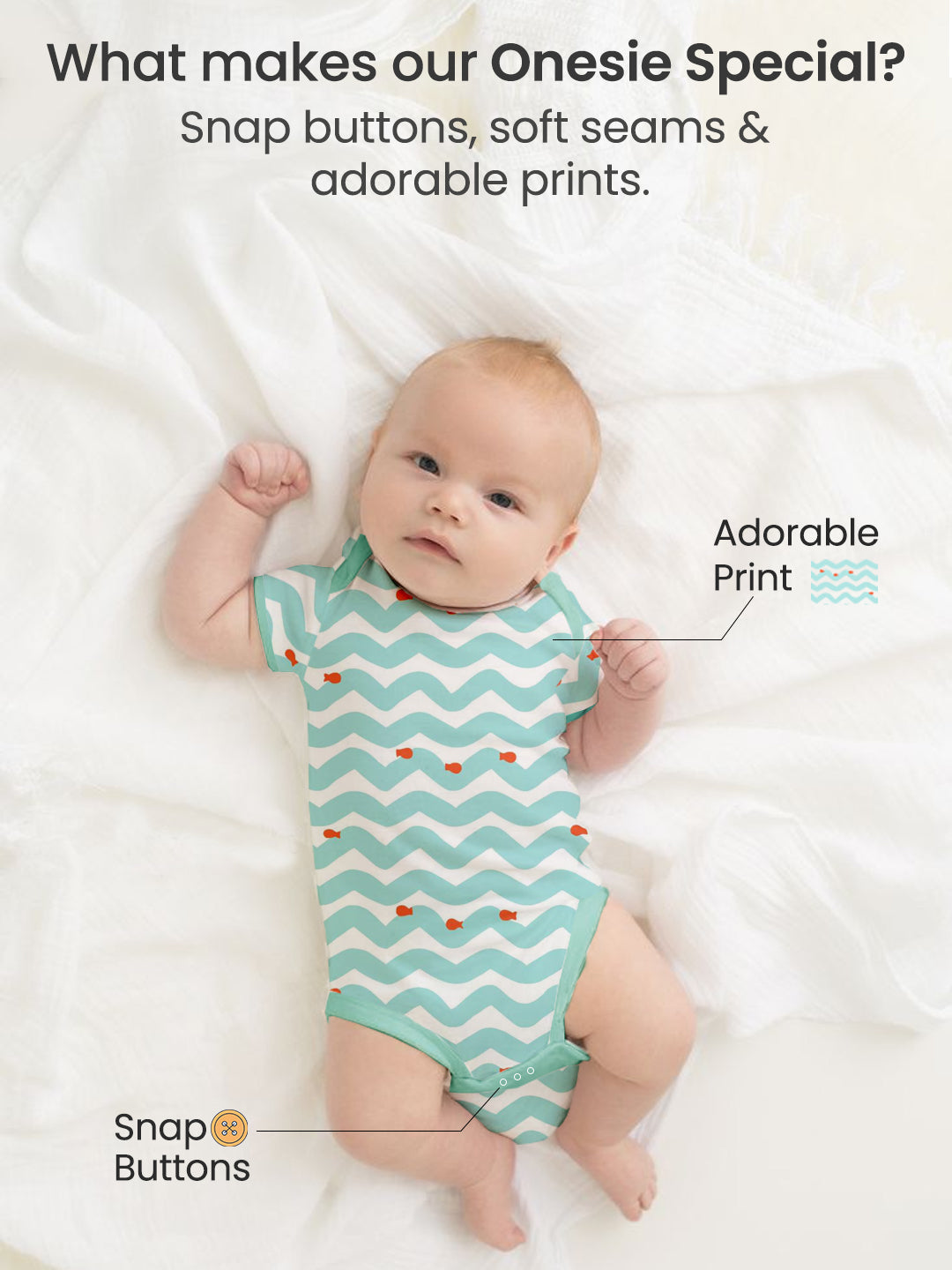 Polka Tots Pack of 6 Wave Print Mini Newborn Gift Hamper Set - Blue